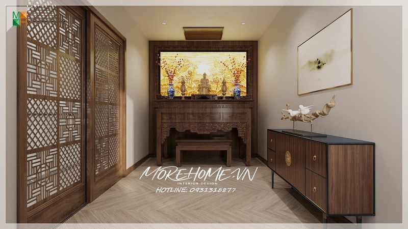 15 Mẫu thiết kế nội thất phòng thờ trang trọng theo phong thủy cho căn hộ chung cư| MOREHOME